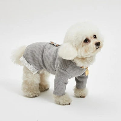 ルイスドッグ louisdog Misty Grey Romper【小型犬 犬服 ロンパース つなぎ パンツ セレブ】