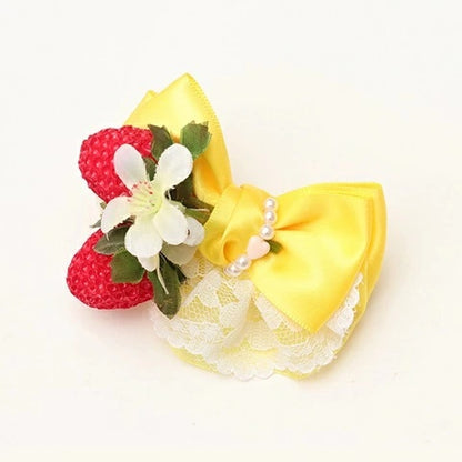きゃんナナ CanNana フレッシュストロベリーバレッタリボン LB-330【小型犬 アクセサリー ヘアーアクセサリー リボン バレッタ】