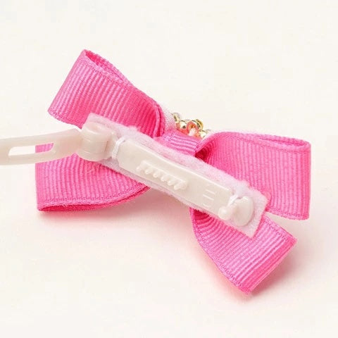 きゃんナナ CanNana ハートギンガムバレッタリボン LB-328【小型犬 アクセサリー ヘアーアクセサリー リボン バレッタ】