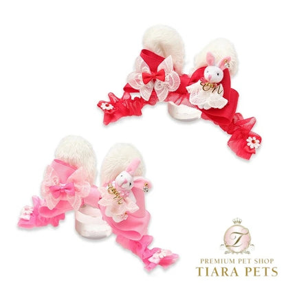 きゃんナナ CanNana うさぎデコカチューシャバレッタリボン LB-327【小型犬 アクセサリー ヘアーアクセサリー リボン バレッタ】