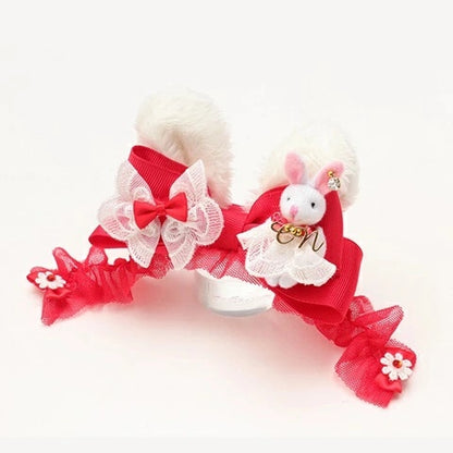 きゃんナナ CanNana うさぎデコカチューシャバレッタリボン LB-327【小型犬 アクセサリー ヘアーアクセサリー リボン バレッタ】