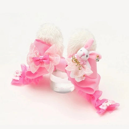 きゃんナナ CanNana うさぎデコカチューシャバレッタリボン LB-327【小型犬 アクセサリー ヘアーアクセサリー リボン バレッタ】