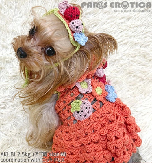 パリエロ PARIERO ニットヘッドドレス - フラワー [受注生産]【小型犬 犬用 ヘアアクセサリー ヘッドドレス セレブ】