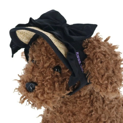 アナ スイ ANNA SUI リボン付き麦わらサンバイザー【小型犬 犬用 サンバイザー 帽子 セレブ】
