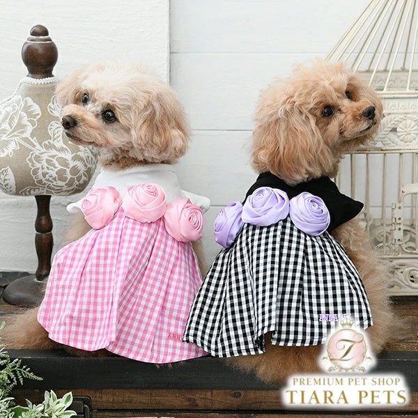 アナ スイ ANNA SUI バラコサージュギンガムチェックワンピ【小型犬 犬服 ワンピース ドレス スカート セレブ】