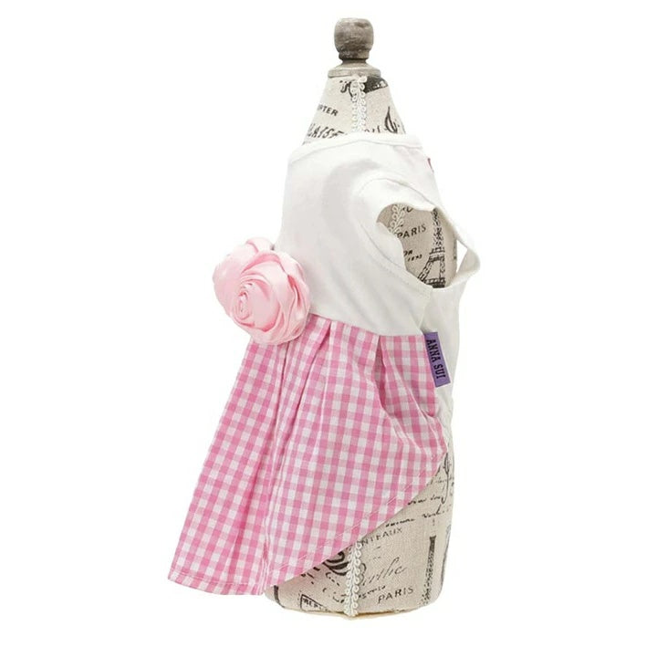 アナ スイ ANNA SUI バラコサージュギンガムチェックワンピ【小型犬 犬服 ワンピース ドレス スカート セレブ】