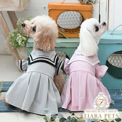 ワンオクターヴ One Octave 袖フリルセーラーワンピ【小型犬 犬服 ワンピース ドレス スカート セレブ】