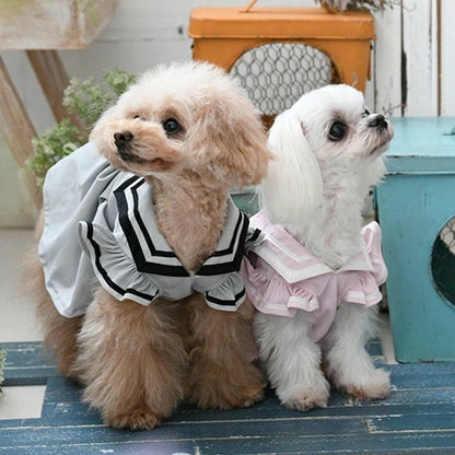 ワンオクターヴ One Octave 袖フリルセーラーワンピ【小型犬 犬服 ワンピース ドレス スカート セレブ】