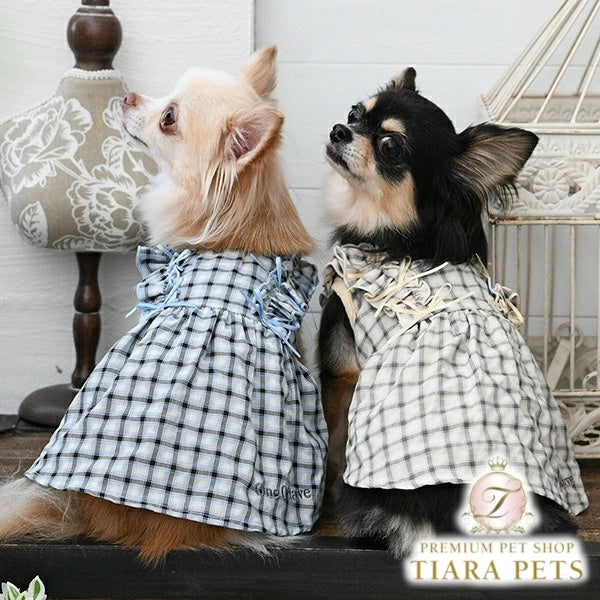 ワンオクターヴ One Octave チェックフリルミニリボンワンピ【小型犬 犬服 ワンピース ドレス スカート セレブ】
