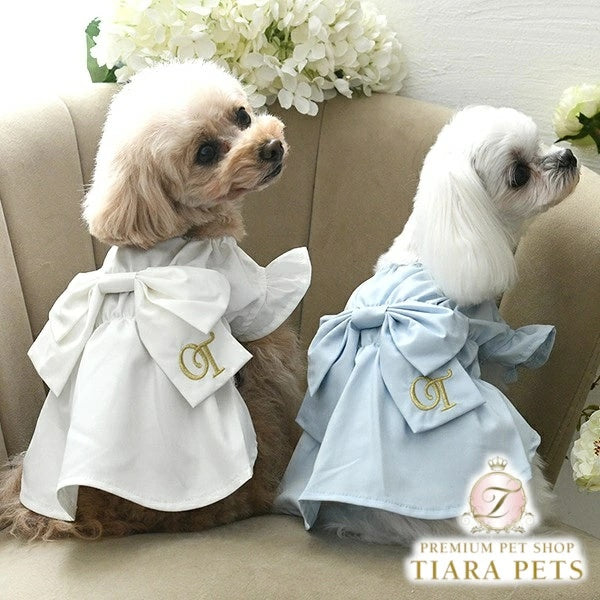 ワンオクターヴ One Octave ビッグリボンギャザーシャツワンピ【小型犬 犬服 ワンピース ドレス スカート セレブ】