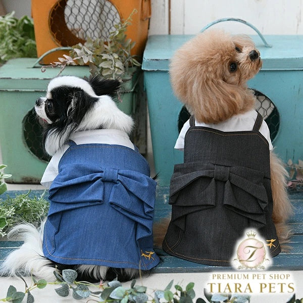 ロペピクニック ROPE PICNIC ドッキングリボンデニムワンピ【犬服 ドッグウエア ウエア ワンピース ドレス スカート】