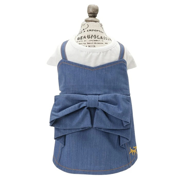 ロペピクニック ROPE PICNIC ドッキングリボンデニムワンピ【犬服 ドッグウエア ウエア ワンピース ドレス スカート】