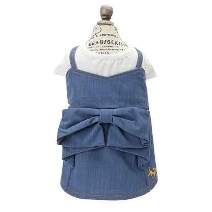 ロペピクニック ROPE PICNIC ドッキングリボンデニムワンピ【犬服 ドッグウエア ウエア ワンピース ドレス スカート】