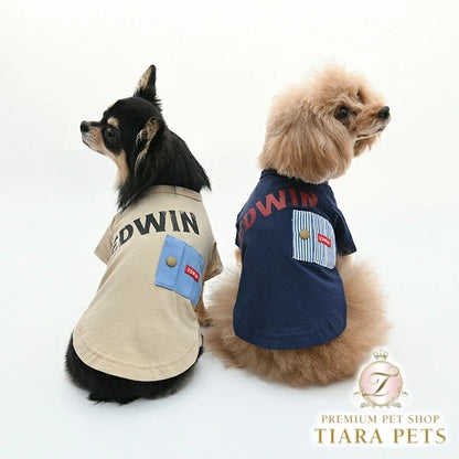 エドウイン EDWIN デニムポケットビッグロゴＴ【犬服 ドッグウエア ウエア トップス Tシャツ カジュアル】