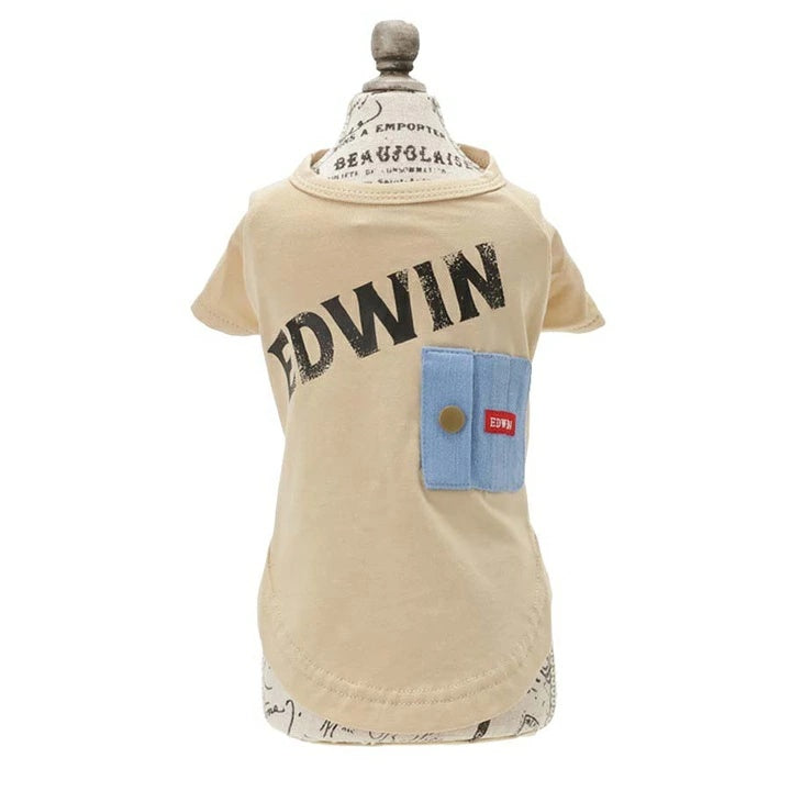 エドウイン EDWIN デニムポケットビッグロゴＴ【犬服 ドッグウエア ウエア トップス Tシャツ カジュアル】
