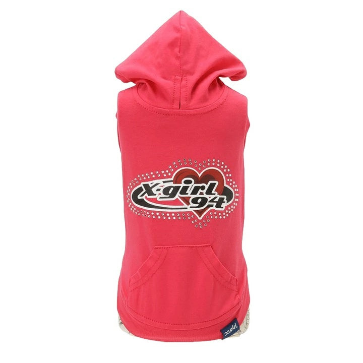 エックスガール X-girl プラネットハートロゴタンクフーディー【犬服 ドッグウエア ウエア トップス フーディ パーカー カジュアル】