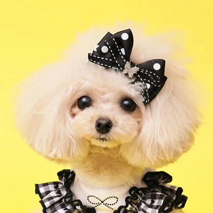 ゴッドピヴァ GODPIVA ドットバタフライリボンバレッタ【犬用 ヘアアクセサリー バレッタ セレブ】