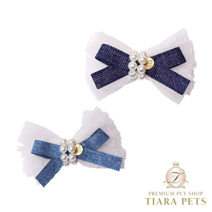 ゴッドピヴァ GODPIVA エアリーデニムリボンバレッタ【犬用 ヘアアクセサリー バレッタ セレブ】