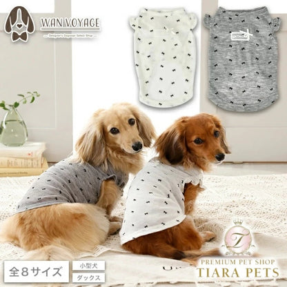 アントゥトゥ Un TouTou リボン柄袖フリルタンク【犬服 ドッグウエア ウエア トップス タンクトップ ノースリーブ セレブ】
