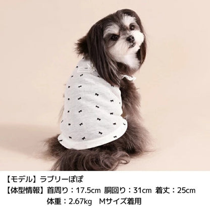 アントゥトゥ Un TouTou リボン柄袖フリルタンク【犬服 ドッグウエア ウエア トップス タンクトップ ノースリーブ セレブ】