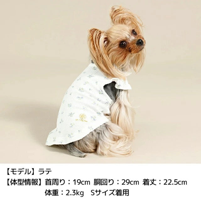 アントゥトゥ Un TouTou 袖フリル小花柄タンク【犬服 ドッグウエア ウエア トップス タンクトップ ノースリーブ セレブ】