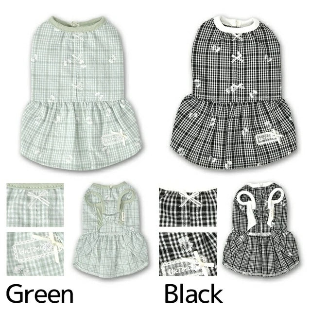 アントゥトゥ Un TouTou チェックリボンワンピ【犬服 ドッグウエア ウエア ワンピース スカート ドレス セレブ】