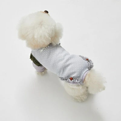 ルイスドッグ louisdog Sunday Square Romper/Sky Mist【小型犬 犬用 ドッグウエア ウエア ロンパース セレブ】