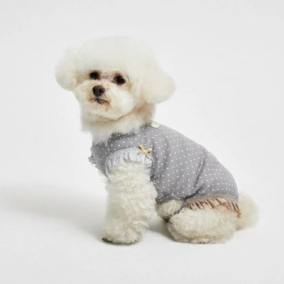 ルイスドッグ louisdog Sunday Square Romper/Mist Grey【小型犬 犬用 ドッグウエア ウエア ロンパース セレブ】