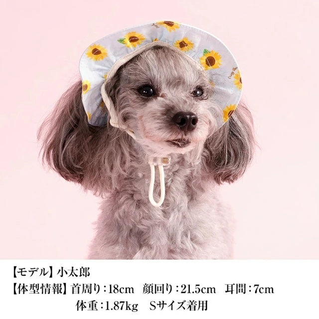 クレイジーブー CRAZYBOO ひまわり柄くま耳帽子【犬服 犬用 ドッグウエア ウエア 帽子 日よけ お散歩 セレブ】