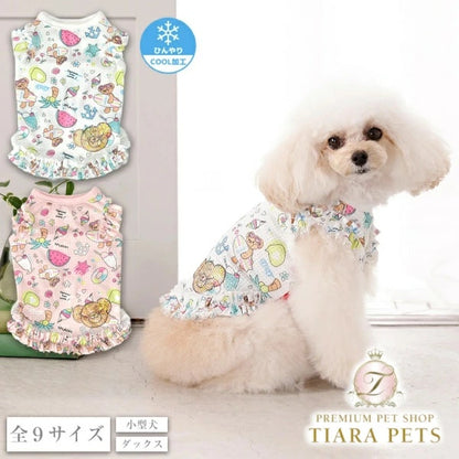 クレイジーブー CRAZYBOO 袖フリルメッシュタンク【犬服 犬用 ドッグウエア ウエア トップス タンクトップ ノースリーブ セレブ】