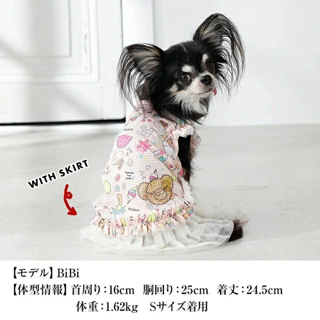 クレイジーブー CRAZYBOO 袖フリルメッシュタンク【犬服 犬用 ドッグウエア ウエア トップス タンクトップ ノースリーブ セレブ】