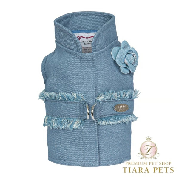 シャーロットドレス Charlotte's Dress Art. 9029 harness jacket Camelia in jeans【犬用 ドッグウエア ウエア ハーネス 一体型 ジャケット セレブ】