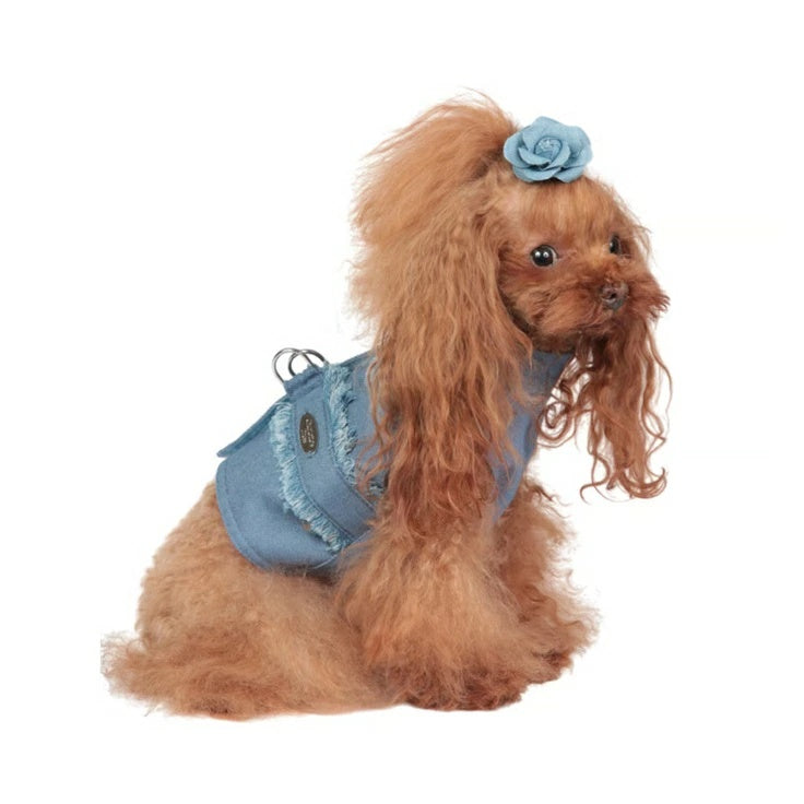 シャーロットドレス Charlotte's Dress Art. 9029 harness jacket Camelia in jeans【犬用 ドッグウエア ウエア ハーネス 一体型 ジャケット セレブ】