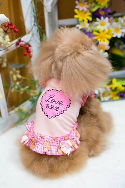 ブルブブ BUL BU-BU LOVEハートフリルキャミ【小型犬 犬服 ドッグウエア ウエア トップス キャミソール キャミ セレブ】