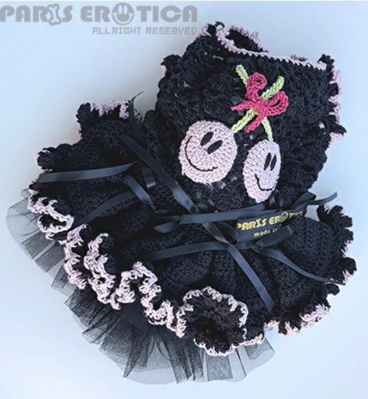 パリエロ PARIERO さくらんぼニットドレス for M-XL [受注生産]【小型犬 犬服 ドレス ワンピース スカート セレブ】