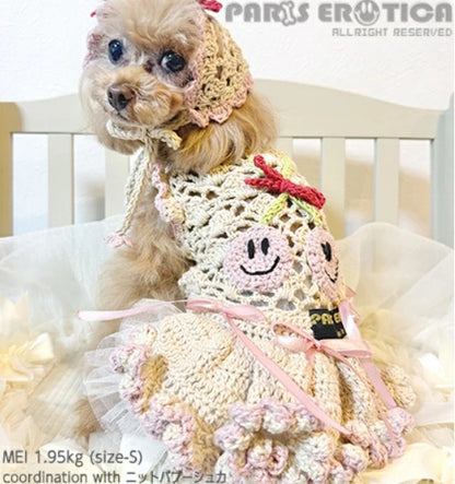 パリエロ PARIERO さくらんぼニットドレス for M-XL [受注生産]【小型犬 犬服 ドレス ワンピース スカート セレブ】