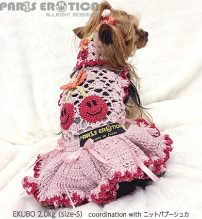 パリエロ PARIERO さくらんぼニットドレス for M-XL [受注生産]【小型犬 犬服 ドレス ワンピース スカート セレブ】