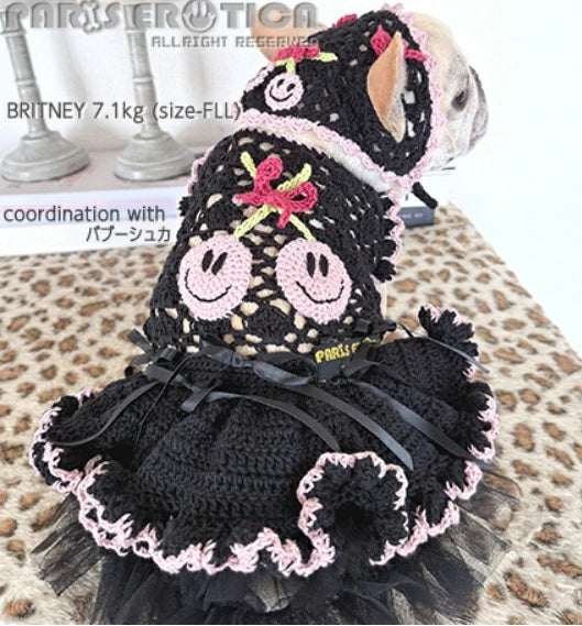 パリエロ PARIERO さくらんぼニットドレス for M-XL [受注生産]【小型犬 犬服 ドレス ワンピース スカート セレブ】