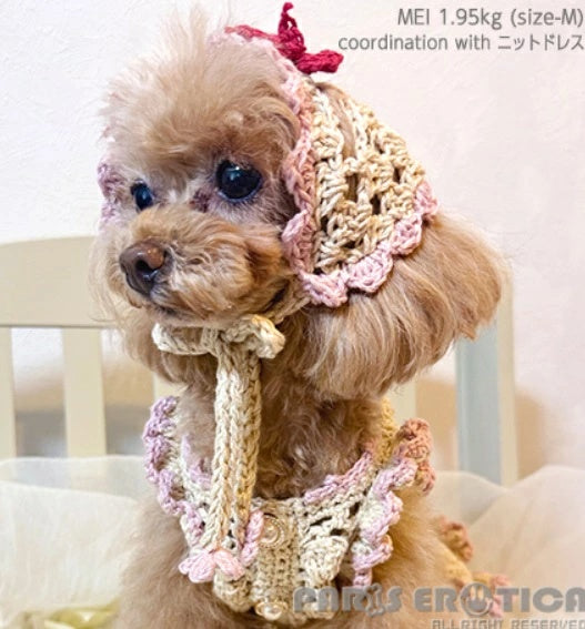 パリエロ PARIERO ニットバブーシュカ - さくらんぼ [受注生産]【小型犬 犬用 アクセサリー ヘッドドレス セレブ】