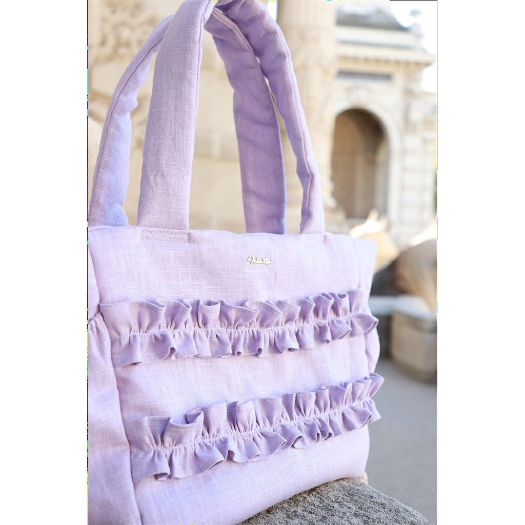ミムット mimtto Sherbet Linen Ruffle Bag - Mサイズ【小型犬 犬用 バッグ トートバック 鞄 かばん セレブ】