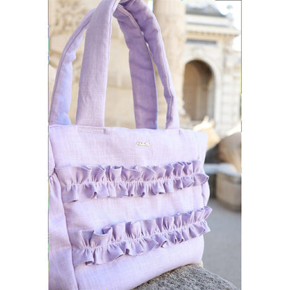 ミムット mimtto Sherbet Linen Ruffle Bag - Mサイズ【小型犬 犬用 バッグ トートバック 鞄 かばん セレブ】