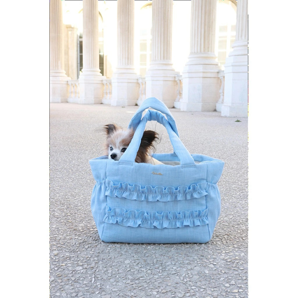 ミムット mimtto Sherbet Linen Ruffle Bag - Mサイズ【小型犬 犬用 バッグ トートバック 鞄 かばん セレブ】