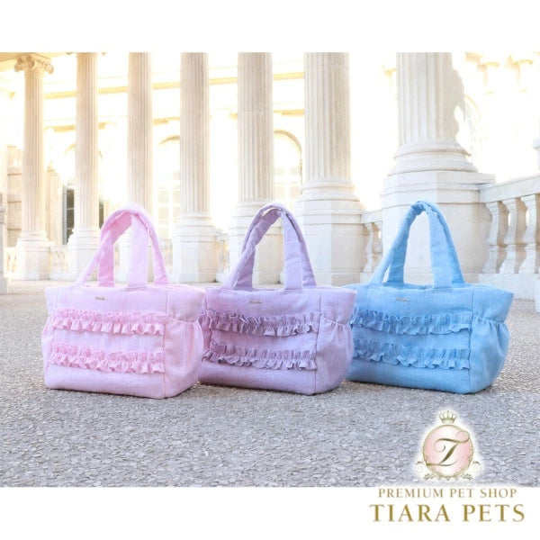 ミムット mimtto Sherbet Linen Ruffle Bag - Sサイズ【小型犬 犬用 バッグ トートバック 鞄 かばん セレブ】