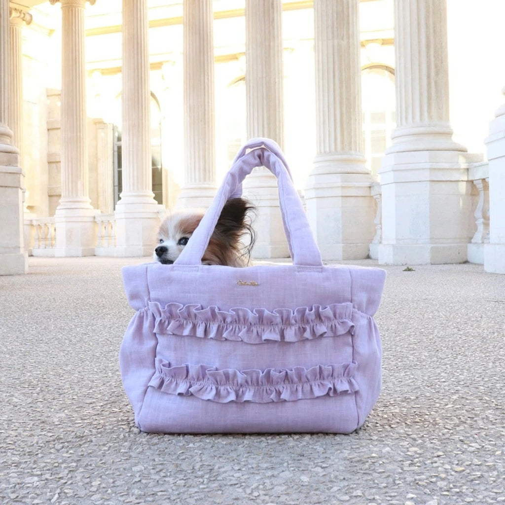 ミムット mimtto Sherbet Linen Ruffle Bag - Sサイズ【小型犬 犬用 バッグ トートバック 鞄 かばん セレブ】