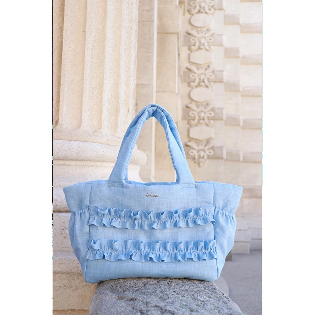 ミムット mimtto Sherbet Linen Ruffle Bag - Sサイズ【小型犬 犬用 バッグ トートバック 鞄 かばん セレブ】