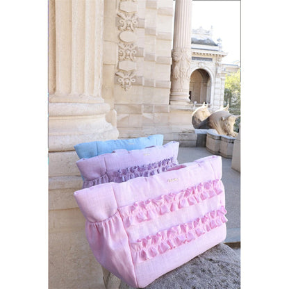 ミムット mimtto Sherbet Linen Ruffle Bag - Sサイズ【小型犬 犬用 バッグ トートバック 鞄 かばん セレブ】