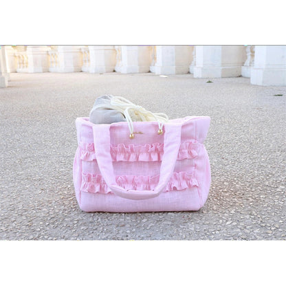 ミムット mimtto Sherbet Linen Ruffle Bag - Sサイズ【小型犬 犬用 バッグ トートバック 鞄 かばん セレブ】