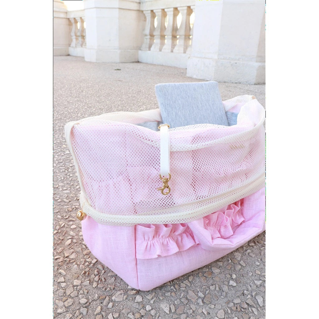 ミムット mimtto Sherbet Linen Ruffle Bag - Sサイズ【小型犬 犬用 バッグ トートバック 鞄 かばん セレブ】
