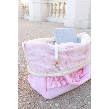 ミムット mimtto Sherbet Linen Ruffle Bag - Sサイズ【小型犬 犬用 バッグ トートバック 鞄 かばん セレブ】