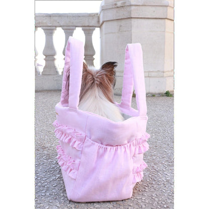 ミムット mimtto Sherbet Linen Ruffle Bag - Sサイズ【小型犬 犬用 バッグ トートバック 鞄 かばん セレブ】